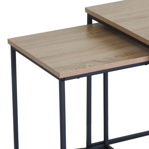 Masuta pakoworld coffee tables 2 pcs. mdf black with marble effect- black metal