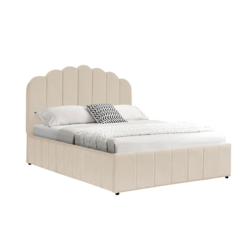 Double bed Tatiana pakoworld velvet beige with storage 120x200cm