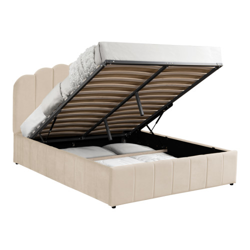 Double bed Tatiana pakoworld velvet beige with storage 120x200cm