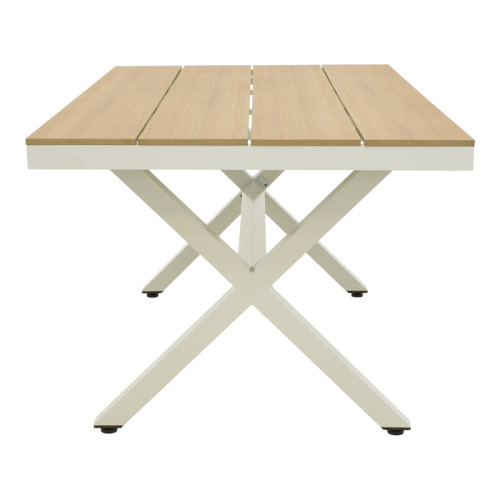 Thorio table pakoworld plywood in natural -aluminum in white shade 160x90x75cm