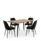Dining Room with Murde Chairs Black and Neve Table Black 140x80x75cm Set of 5pcs