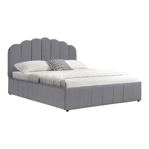 Double bed Tatiana pakoworld fabric light grey with storage 120x200cm