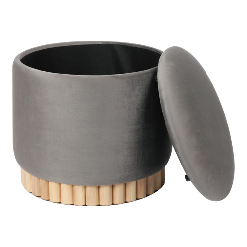 Stool-trunk Terina pakoworld grey velvet D46x42cm