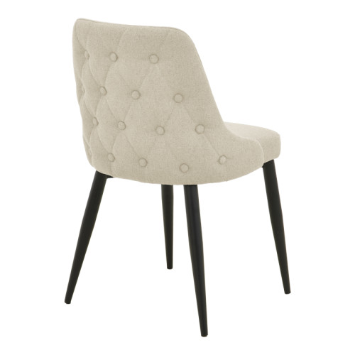 Zedna chair pakoworld beige fabric with black metal legs 51x58x84cm