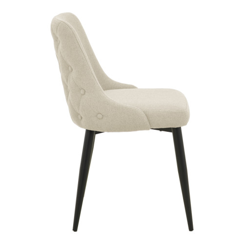 Zedna chair pakoworld beige fabric with black metal legs 51x58x84cm
