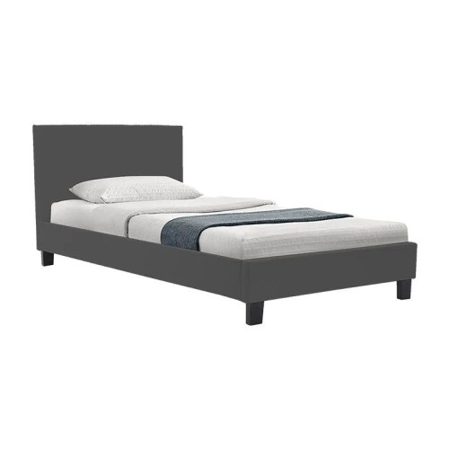 Bed with mattress Nevil-Perfecto pakoworld fabric anthracite-black leg 90x190cm
