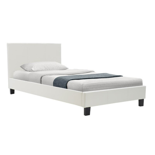 Bed with mattress Nevil-Nemesis pakoworld PU white 100x200cm