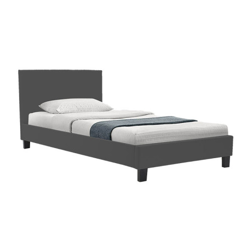 Bed with mattress Nevil-Nemesis pakoworld fabric anthracite-black leg 90x190 cm