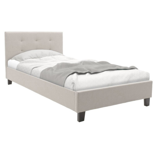 Bed with mattress Mago-Perfecto pakoworld fabric ecru 100x200cm