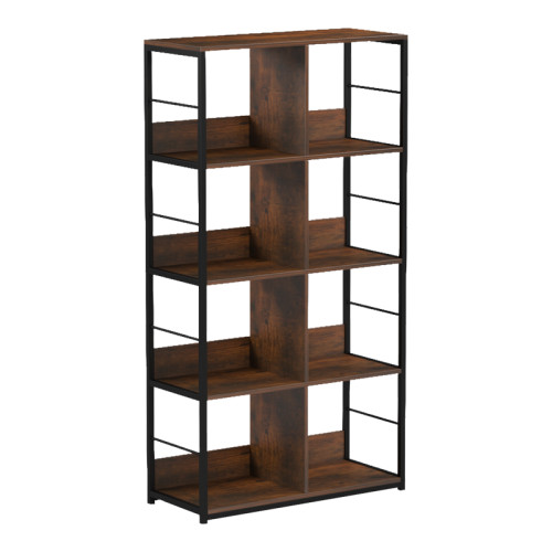 Bookcase-Shelf Bocklet pakoworld rustic brown-black metal 80x33x149cm