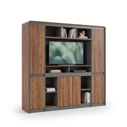 Professional bookcase Oscar pakoworld walnut-anthracite 200x40x200cm