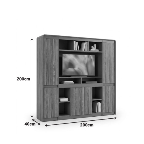 Professional bookcase Oscar pakoworld walnut-anthracite 200x40x200cm