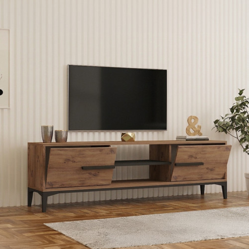 Tv stand Eslem pakoworld oak with anthracite color 160x34.6x45cm