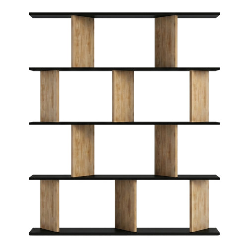 Bookcase Ratu pakoworld walnut with anthracite color 120x24.6x141cm