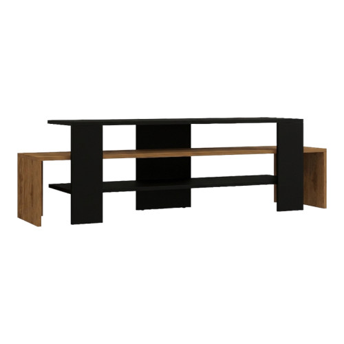 Tv stand Lenour pakoworld in sonoma with black color 150x35x45cm