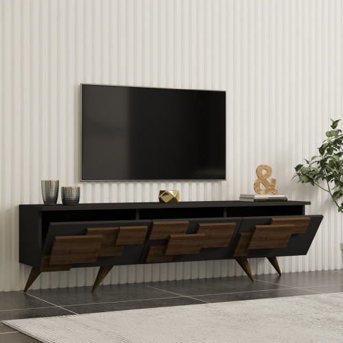 Tv stand Trida pakoworld walnut with anthracite color 160x35x45cm