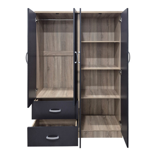 Four-door wardrobe with 2 drawers Athos pakoworld anthracite-sonoma 120.5x42x181cm
