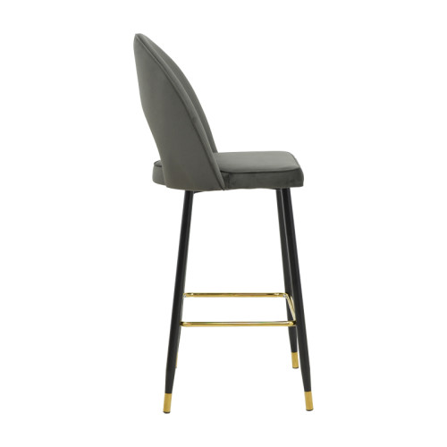 Medium height bar stool Casenio pakoworld anthracite velvet-black leg with gold metal 48x50x107cm