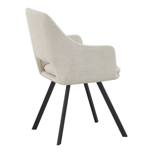 Nordo armchair pakoworld cream fabric-black metal leg 56x58x85cm