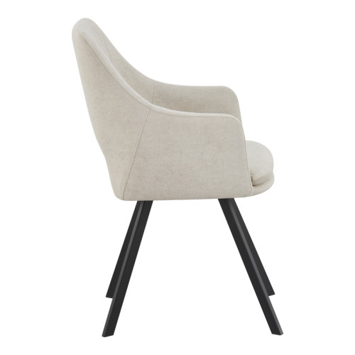 Nordo armchair pakoworld cream fabric-black metal leg 56x58x85cm