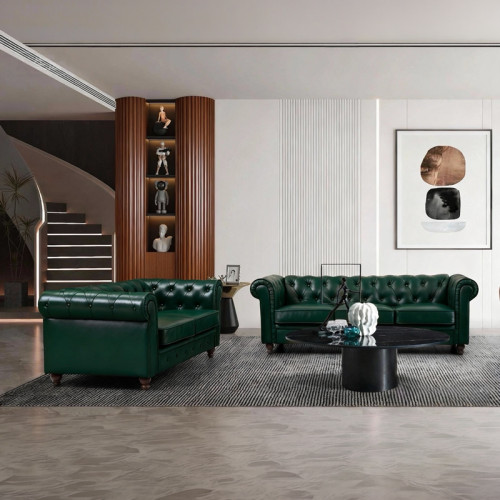 Two-seater sofa Chesterfield pakoworld pu cypress 160x84x67cm