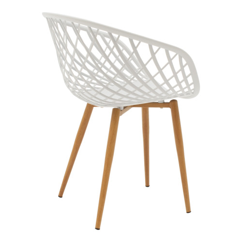 Armchair Ezra pakoworld white pp-natural color metal leg 62.5x56x82cm