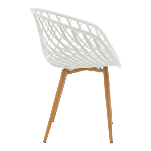 Armchair Ezra pakoworld white pp-natural color metal leg 62.5x56x82cm