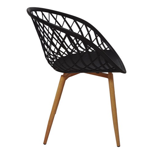 Armchair Ezra pakoworld black pp-natural color metal leg 62.5x56x82cm