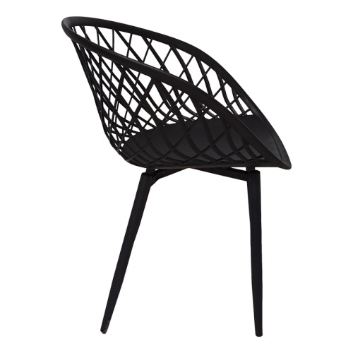 Armchair Ezra pakoworld black pp-black metal leg 62.5x56x82cm