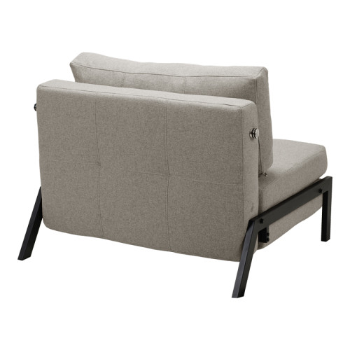 Fancy armchair-bed pakoworld beige-black fabric metal leg 95x98x70cm