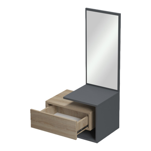 Kendi pakoworld wall-mounted entrance furniture with mirror in anthracite-sonoma 49.1x31.3x90cm