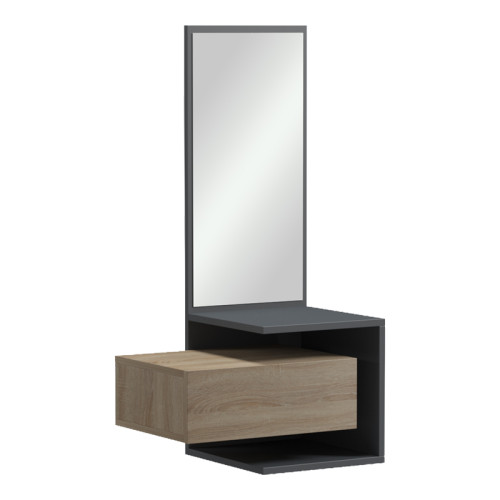 Kendi pakoworld wall-mounted entrance furniture with mirror in anthracite-sonoma 49.1x31.3x90cm