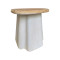 Side table Loberta pakoworld fir wood-mdf in natural-ecru color D47.5x50cm