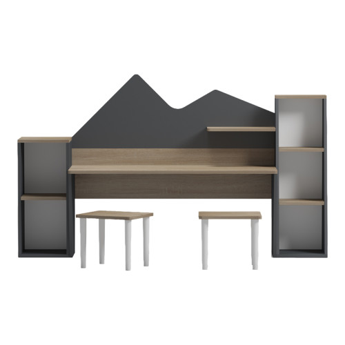 Children s desk with stool Dualto pakoworld sonoma-anthracite 180x30x93.6cm