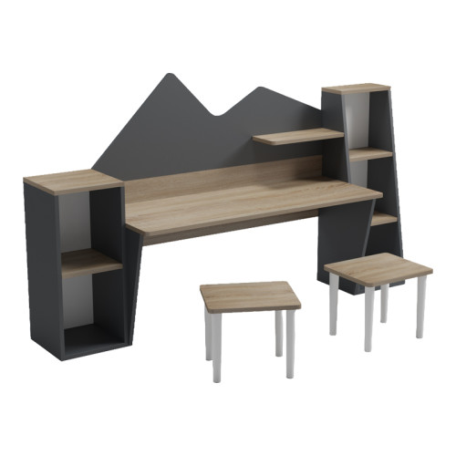 Children s desk with stool Dualto pakoworld sonoma-anthracite 180x30x93.6cm