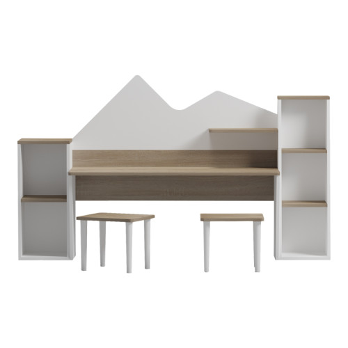 Children s desk with stool Dualto pakoworld sonoma-white 180x30x93.6cm