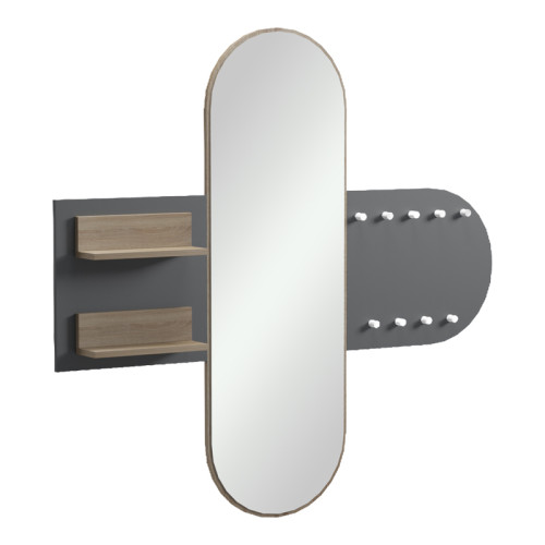 Coat rack with mirror Baunty pakoworld sonoma-anthracite 125x11x122cm