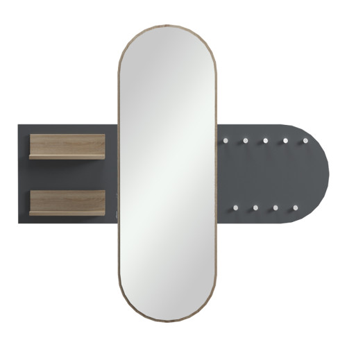 Coat rack with mirror Baunty pakoworld sonoma-anthracite 125x11x122cm