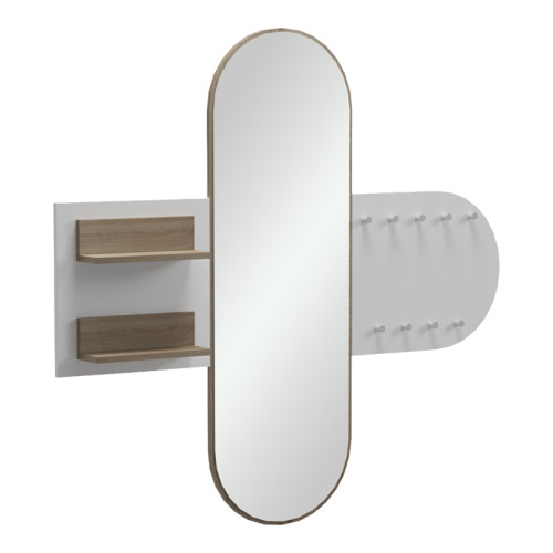 Coat rack with mirror Baunty pakoworld sonoma-white 125x11x122cm