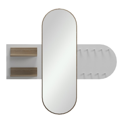 Coat rack with mirror Baunty pakoworld sonoma-white 125x11x122cm