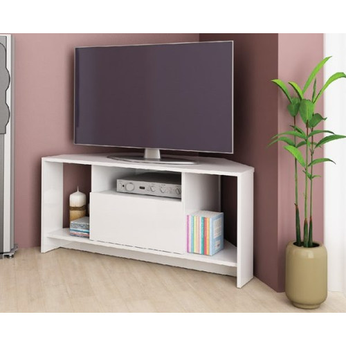 Ъглов ТВ шкаф Алфа 60 бял гланц 110x45x49 DIOMMI 33-292 Ъглов ТВ шкаф Алфа 60 бял гланц 110x45x49 DIOMMI 33-292