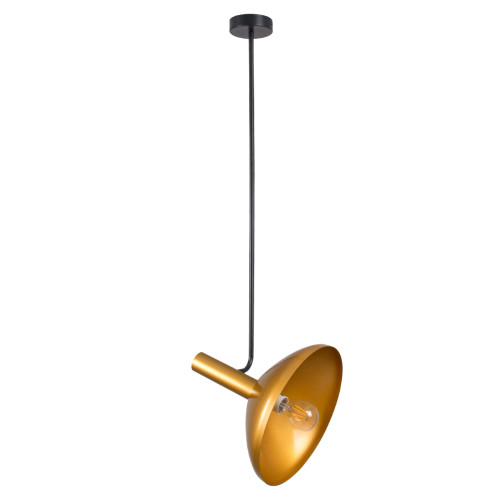 KATIE 00538 Модерна таванна лампа с единична лампа черна - златна метална камбана Φ30 x H120cm