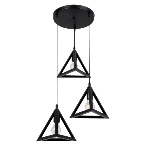 TRIANGLE 00616 Модерна висяща лампа за таван Три светлини Черна метална мрежа Φ49 x H130cm
