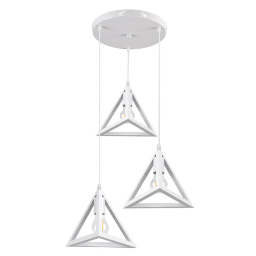 TRIANGLE 00617 Модерна висяща лампа за таван Три светлини Бяла метална мрежа Φ49 x H130cm