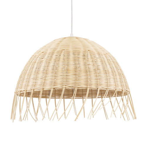  JAKARTA 00712 Ретро висяща таванна лампа Единична светлобежова дървена плетена бамбукова камбана Φ50 x H36cm