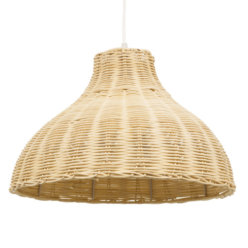  MAYOTTE 00724 Vintage Κρεμαστό Φωτιστικό Οροφής Μονόφωτο Μπεζ Ξύλινο Bamboo Φ40 x Y28cm
