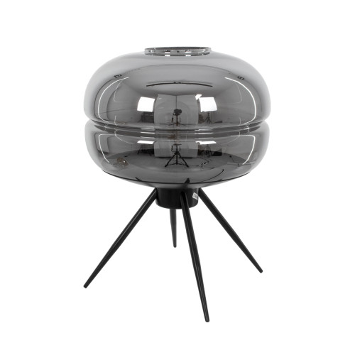  JAVAN 00738 Модерна настолна лампа Portable Lampeter Single Light Smoked Nickel Glass Black Metal Φ30 x H19cm