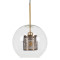 AVERY 00740 Модерна висяща таванна лампа с единична светлина, прозрачно стъкло със златна метална мрежа Φ30 x H48cm