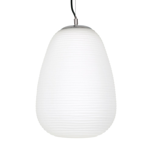 FREYA 00745 Модерна висяща таванна лампа с единична светлина, бяло стъкло Φ24 x H35cm