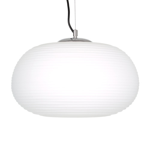 FREYA 00747 Модерна висяща таванна лампа с единична светлина, бяло стъкло Φ34 x H23cm